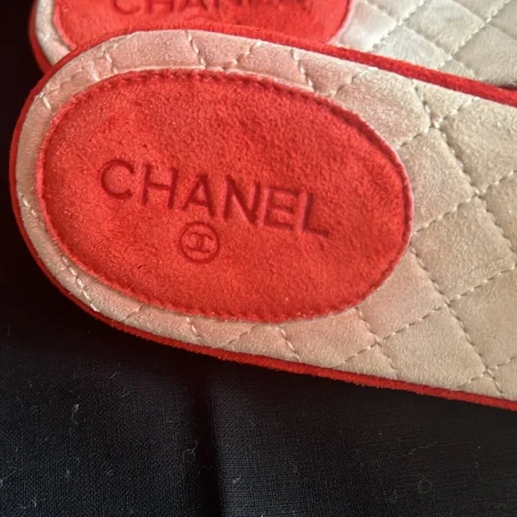 Channel orange suede slide sandals ,size 39.5. - Picture 3 of 5